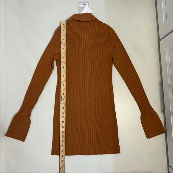 A.L.C. Eleanor Ribbed Knit Button Front Dress Rust Brown Size M - Picture 4 of 13